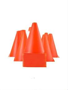 10个装儿童足球训练标准学校交通锥障碍标记桶，多锥桶运动器材，步法、敏捷性、速度训练辅助工具，红色