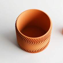 ORIZZONTE Modern Decorative Vase With Spiral Wave Texture – Creative Design For Plants, Cactus, Bonsai – Home/Office Gift Idea – Available In 2 Sizes – 100% Made In Italy, Shipping From Italy - 橘色 - 查看 5