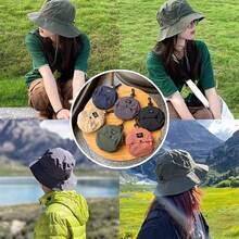 1 pieza Sombrero de cubo impermeable, plegable y empaquetable, sombrero de sol para exteriores para hombres y mujeres, talla ajustable