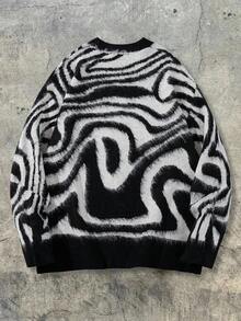 Casual Loose V-Neck Button-Up Cardigan, Zebra Print, Streetwear Style Unisex Top, Suitable For Spring, Autumn, Winter