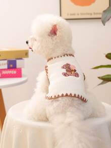 1 pieza Ropa para mascotas, Ropa para perros/gatos para Poodle, Teddy, perros y gatos pequeños, casual y de moda, lindo y cómodo, nuevo chaleco con diseño de oso de helado