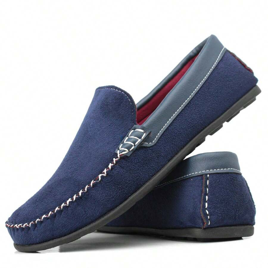 Men's Everyday Social Casual Suede Loafers Comfort And Style - 藍色 - 查看 1
