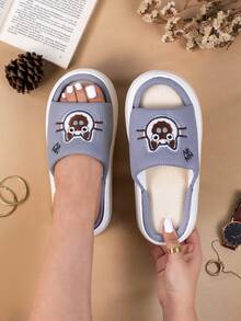 Zapatillas de felpa con diseño de animal de dibujos animados, cálidas y antideslizantes. Zapatillas de casa con diseño de gato de dibujos animados multicolor para mujer de muy buen gusto, zapatillas de dormitorio de tela de muy buen gusto - Gris - Ver 1