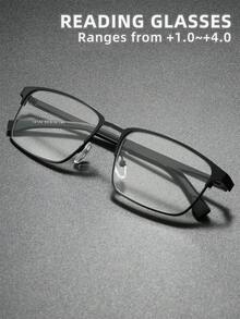 Unisex Classic Business Office Minimalist Style Reading Glasses, New Square Brow-Line Half-Rim Stainless Steel Frame Ultra-Light Readers, High-Definition Lens, Long-Lasting Wear Without Dizziness, Suitable For Reading, Sewing, Business, Office, Daily Use, Sports, Anti-Slip, Computer, Comfortable Eye Protection, Convenient Carrying Design Fits All Face Shapes