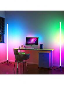Đèn sàn LED thông minh, đèn RGB Atmospheric có điều khiển ứng dụng, cấp nguồn qua USB, đèn góc thẳng đứng nhiều màu, thích hợp cho phòng khiêu vũ, phòng trò chơi, tiệc tại nhà, trang trí ngày lễ, trang trí phòng khách - Đèn ngủ trang trí phòng khách, đèn bàn kết nối bầu không khí thể thao điện tử - Nhiều màu - Xem 14