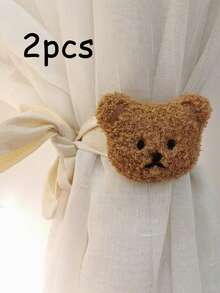 Home Decor Bear Tiebacks Curtain Grommets Clips Children's Room Hanging Curtain Brackets Tiebacks Rear Curtain Accessories Cartoon Bear Curtain Tiebacks Decorative Animal Shape Rope Fixed For Home Office Bedroom Living Room