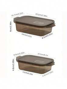 3个装多用途加厚透明密封食品储物盒，长方形冰箱冷冻室收纳盒，微波炉塑料容器（大/中/小）