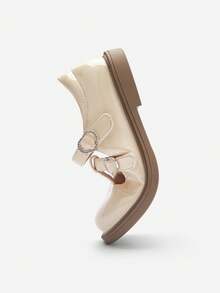 Balabala Girls Patent Leather Mary Janes 2025 Spring/Autumn Dress Shoes With Hook And Loop - Off-white - View 6