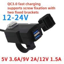 AD 1 个适用于摩托车、电动自行车、踏板车、老式汽车的 USB 充电器、双端口防水手机充电器