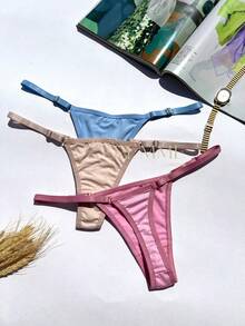 Kit 7 Adjustable Panties In Sexy Thong Style Low-Waist Adult Panties Women's Underwear - 彩色 - 查看 9