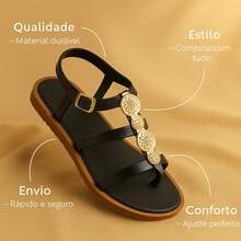 Women's Luxury Gladiator Flat Sandals With Thin Straps - Caribbean - màu đen - Xem 4