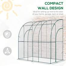 Walk-In Lean-To Greenhouse – Attachable Wall Tunnel Design – Durable Polycarbonate/PE Cover – Compact Garden Growing Space - Default - View 6
