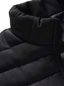 男士长袖棉质加厚冬装外套，纯色立领休闲摩托车外套，轻便保暖，户外休闲旅行上衣，适合秋冬季穿着 - 黑色 - 查看 3