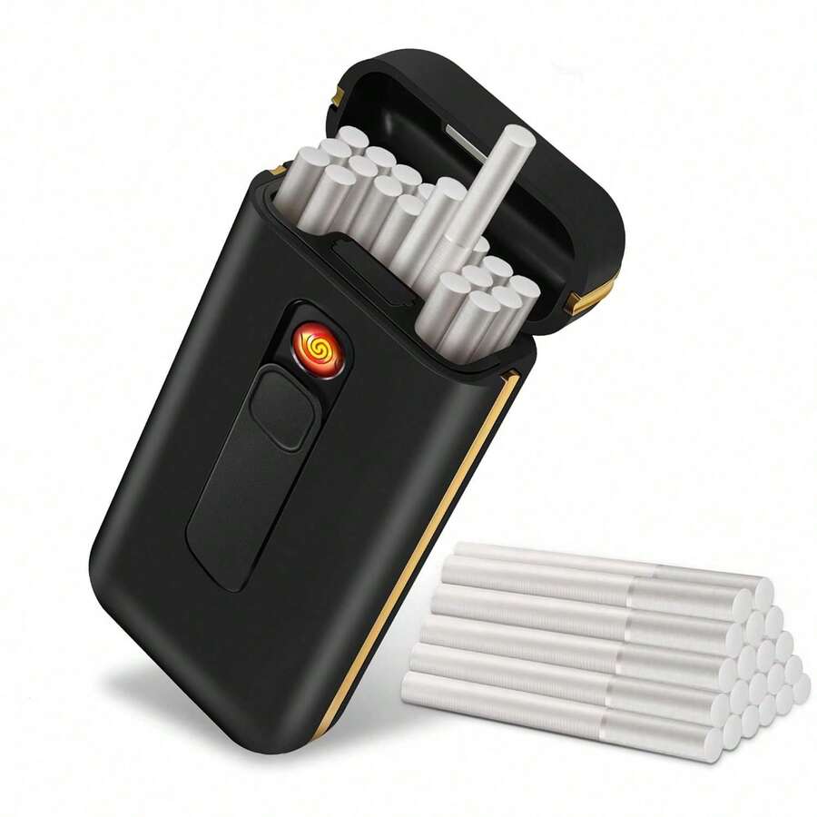 2-In-1 Ladies Cigarette Case For 100's King Size, USB Rechargeable Lighter, 20 Capacity Rugged & Water-Resistant For Women, Replaceable Tungsten Igniter, Birthday Gifts For Women Men - YJ-DH9010 - Xem 1