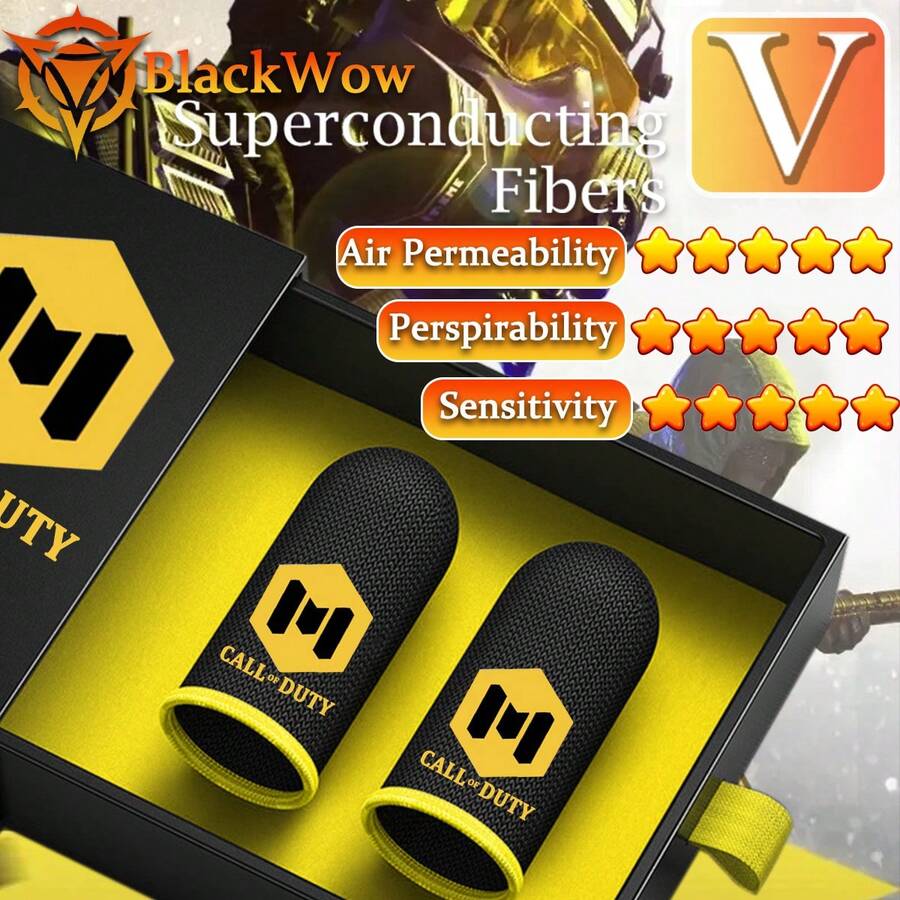 触屏游戏手套，高灵敏度防汗透气手指游戏手套，超薄透气，适合玩家更好地玩耍 - 黃色 - 查看 1