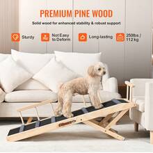 Dog Ramp, Folding Pet Ramp For Bed, Adjustable Dog Ramp For Small, Large, Old Dogs & Cats, Wooden Pet Ramp With 47.2" Long Ramp, Adjustable From 13.8" To 27.6", Suitable For Couch, Sofa, Car - 黑色 - 查看 4