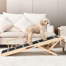 Dog Ramp, Folding Pet Ramp For Bed, Adjustable Dog Ramp For Small, Large, Old Dogs & Cats, Wooden Pet Ramp With 47.2" Long Ramp, Adjustable From 13.8" To 27.6", Suitable For Couch, Sofa, Car - 黑色 - 查看 9