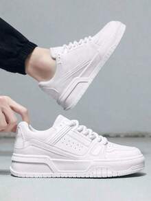 Zapatillas deportivas informales de suela gruesa, Zapatos deportivos de Que Aumentan La Altura.Zapatos Casuales de Suela Gruesa Para Hombre.aZapatillas deportivas casuales negras versátiles para jóvenes con plataforma gruesa y suela elevadora.duraderas, que aumentan la altura, ntideslizantes, de alta explosividad, transpirables y versátiles para hombre - Blanco - Ver 4