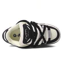 Q-AND  Women's Casual Sneakers, Outdoor Skateboard Shoes, Women's Thick-Soled Skateboard Shoes | Low-Top Shock Absorption, Thick Shoelaces With Waffle Soles | Breathable Casual Sneakers | Fashion Sneakers | Must-Have For Outdoor Street Travel - Đen và trắng - Xem 5