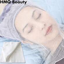 HMQ beauty 100片装皮肤护理纱布软膜粉末，适用于沙龙美容线面部纱布块一次性DIY面膜纸工具，尺寸29*33厘米