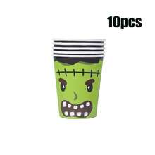 10/20/40/60pcs,Halloween Green Cartoon Disposable 9oz Cups,Green Monster Paper Cups, Funny Cartoon Party Cups For Juice Coffee Hot Cold Drink Party Table Decoration, Trick Or Treat Supplies