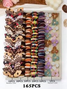10/165/830/860/879 件复古女孩发饰套装，包含蝴蝶结发夹、花朵发夹、兔耳发圈、水钻四叶草侧夹、Y2K 星星 BB 夹、迷你爪夹和毛巾弹力发带，适合女孩日常、派对和旅行，打造可爱优雅的复古风格 - 彩色 - 查看 14