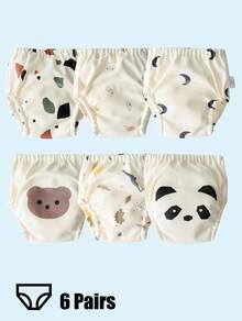ORINERY 6-Pack Cotton Underwear For Girls Floral Printed Training Pants For Infant Reusable Waterproof Pee Training Pants Soft Breathable Toddler Kids Underpants Infant Potty Assorted Training Panties - YN325-C - 查看 1