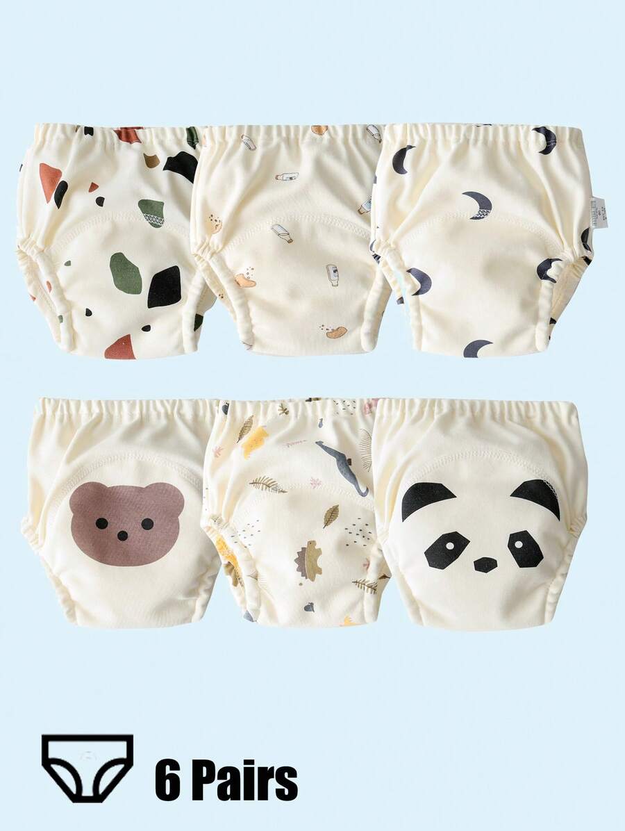 ORINERY 6-Pack Cotton Underwear For Girls Floral Printed Training Pants For Infant Reusable Waterproof Pee Training Pants Soft Breathable Toddler Kids Underpants Infant Potty Assorted Training Panties - YN325-C - 查看 1