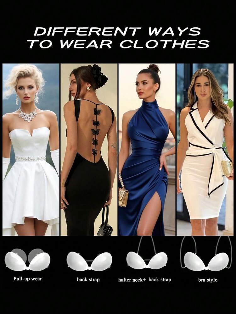 1 Par Halterneck de Sutiã Adesivas de Silicone Transparente, Ultra-Finas e Confortáveis - Transparente - Visão 8