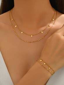 1pc Square Shell Necklace, Minimalist Elegant Unique Design Pendant Choker Necklace For Women