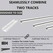 Self Adhesive Curtain Track, Paste Type No Need To Drill, Suitable For Smooth Ceiling Or Wall, Closets, Door And Window Frames, Meet Multi-Scenario And Multi-Functional Needs Bathroom Decor