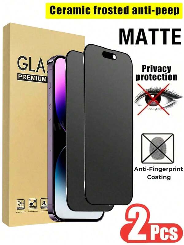 kamyuurs NNBILI 2pcs Frosted Anti-Peep Screen Protector Compatible With IPhone 16 17 Pro Max 17Air 16E 16 Plus 15 Pro Max 6.9 6.7 Inch, Matte Privacy Ceramic Film, Non-Glass Soft Film, Full Coverage Frosted Ceramic Privacy, Anti-Fingerprint, Anti-Glare, Anti-Spy