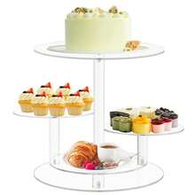 4-Tier Acrylic Round Cupcake Stand, Clear Cake And Cupcake Display Holder Combination, For Wedding, Birthday, Party Cake Display - Clear - View 5
