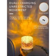 2025 New 1pc USB-Powered Water Ripple LED Projector Lamp With Remote Control - Multifunctional Starry Sky & E-Book Reading Light, Purple & Blue Hues For Bedroom, Living Room, Home Decor - Creates  Atmosphere For Relaxation & Gifts, Relaxation Lighting | Starry Sky Effect | Remotecontrolled Light, Table Lamp For Bedroom - Gold - View 6