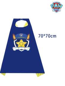 2pcs Paw Patrol Costume Eye Mask Cape Cloak Double Layer Ryder Chase Super Hero Cape, Suitable For Birthday, Christmas, Halloween, Graduation And Back To School Decoration - Multicolor - View 3