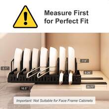 橱柜下锅碗瓢盆收纳架 2 件装 - 拉出式橱柜收纳架，带 7 个可调节隔板，可收纳锅盖、烘焙用具、餐具、炊具 | 节省空间的厨房储物架，橱柜滑出式收纳架，厨房橱柜餐具架，家居装饰，派对和圣诞节收纳 - 黑色 - 查看 4