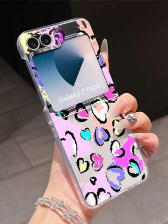 1pc Fashionable And Simple Frosted Fog PC Material Flowing Sand Heart Element Folding Phone Case, Can Protect And Prevent Falling: SamsungGalaxy Zflip 3/Zflip 4/Zflip 5/Zflip 6/Zflip 7/OPPO Find N3 Flip/ Razr 50 Ultra/ Razr 60 Ultra/ Razr 60/ Razr 50/XiaomiMIX Flip/Galaxy Z Flip7 FE