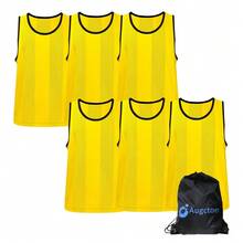 6/12 PCS Youth Pinnies Vertical Stripe Breathable Mesh Pennies For Soccer Basketball Sports