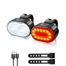 1PC Front Rear Bike Lights Rechargeable Bicycle Cycling USB Flashlight For Bicycle Lighting Set Mountain Bike Lantern Accessories - Multicolor - View 11