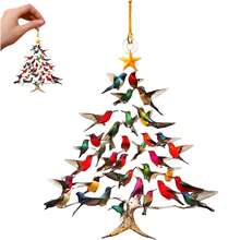 1 pieza Adorno de colibrí navideño, decoración de hogar con apilamiento de colibríes coloridos para amantes de los colibríes, decoraciones navideñas, decoración de habitación, decoraciones navideñas de invierno, regalos navideños, decoración navideña