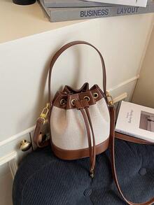 Women Bucket Bag, Fashion Casual Ladies Straw Woven Shoulder Crossbody Bag, Drawstring Closure Small Handbag, Summer Straw Beach Bag For Women, Vacation Essentials, Perfectly Matching With Beach Accessories Women, Hottest Beach Bags For Women, Fashion Summer Vacation Bag, Beach Essentials Women Bags For Vacation & Holiday, Newest Holiday Bag - Khaki - View 9