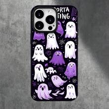 Fundas y carcasas protectoras para teléfono con diseño de flores moradas y blancas de Halloween, con orificios grandes. Compatibles con phone 16 Pro Max, 16, 15 Pro, 14, 14 Plus/14 Pro Max, 13, 13 Pro, 12 Pro, 11/11 Pro. Serie Pro. Regalos para cumpleaños y festividades - Blanco - Ver 3
