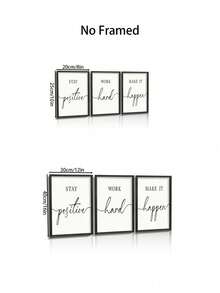 Bộ 3 tranh treo tường không khung, kích thước 11"X14" - Tranh gỗ trang trí văn phòng & phòng ngủ truyền cảm hứng cho nam giới, tranh ảnh với câu nói tích cực về làm việc chăm chỉ để trang trí nhà cửa & phòng khách. - trắng - Xem 8