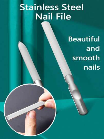 4件套高端皮革外壳不锈钢指甲锉，指甲打磨锉，指甲锉刀，指甲打磨，修甲修脚工具，指甲打磨魔法工具，脚部打磨锉，打磨条。美甲抛光打磨指甲锉，美甲沙龙专用，皮革外壳防水保护美甲打磨条，