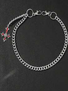 1 件朋克十字架吊坠裤链，适合男士，万圣节裤子配饰，送给男朋友的礼物