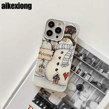 Fundas y carcasas protectoras con diseño de muñeco de nieve, con orificios grandes, compatibles con phone 16 Pro Max, 16, 15 Pro, 14, 14 Plus/14 Pro Max, 13, 13 Pro, 12 Pro, 11/11 Pro. Regalos para cumpleaños y fiestas. - Negro - Ver 2