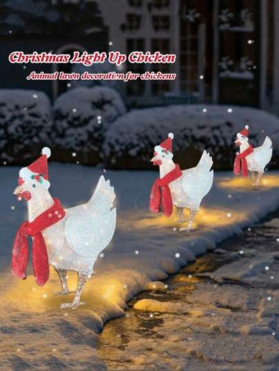 1 Peça Conjunto de Decoração de Natal com Lenço de Pescoço de Galinha Gigante, Adequado para Layout de Cena, Vitrine de Loja de Shopping, Residência, Quintal, Decoração Interna/Externa de Gramado