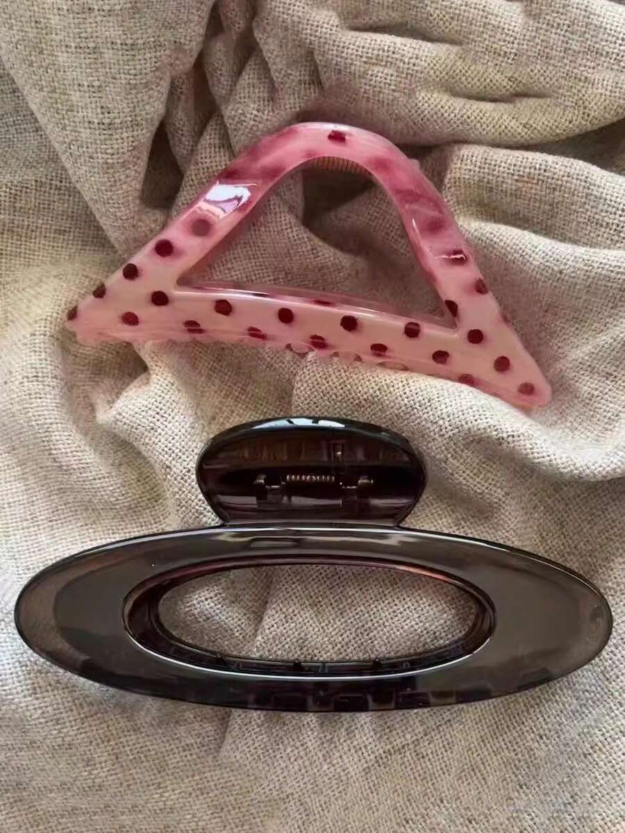 2pcs/1pc Women 4.33in/11cm Pink Triangle Polka Dot & Brown Round ...