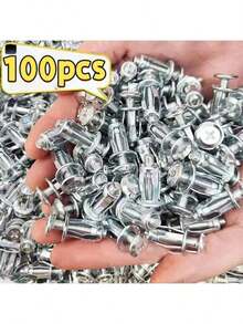 MEFENY 100piezas Set de tuercas en forma de pétalo premium - Acero al carbono duradero, resistente a la oxidación, fácil instalación con alicates para proyectos de decoración del hogar y construcción seguros en paredes de yeso y huecas.Tres especificaciones:M4x25, M5x25 y M6x25. - Plateado - Ver 1
