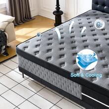 12"Queen Mattress Double Bed Full Size Queen Bed King Bed Mattress Boxed, Hybrid Pocket Spring Breathable Cotton Layer Mattress, Medium Firmness, Lumbar Support And Pressure Relief, Medium Firmness Suitable For Motion Isolation And Quiet Sleep - 深灰色 - 查看 6